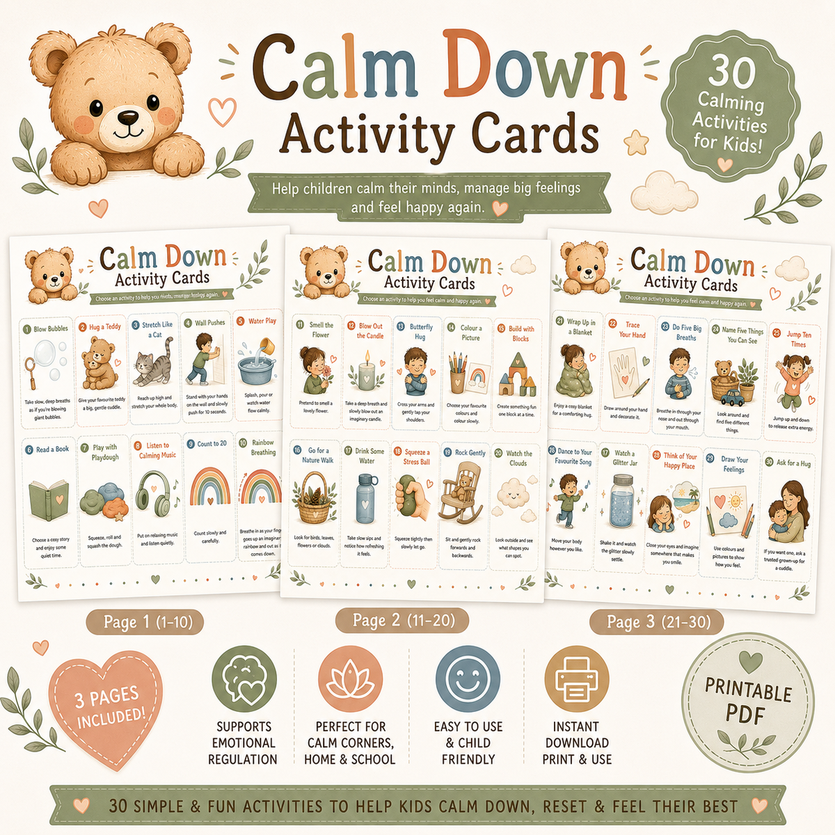 Calm Down Activity Cards